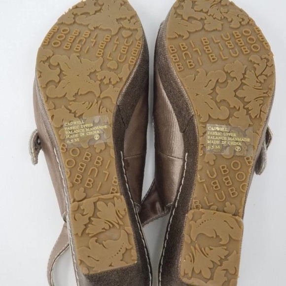 Bobbi Blu Cadwell Retro Sling Back Peep Toe Wedge Heel Shoes Tan Size 6.5 M - Picture 6 of 7